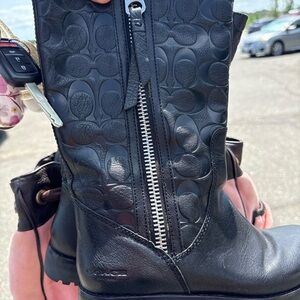 Coach Black Embossed Leather Boots
